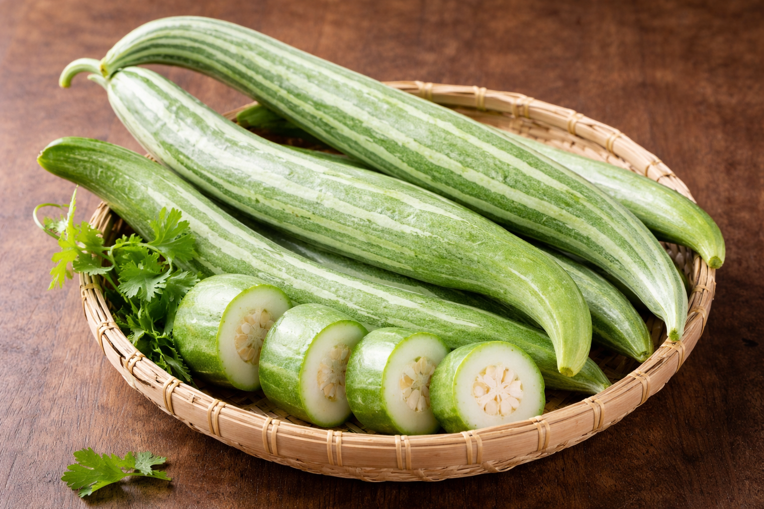 चिचिंडा की खेती, बेल पर उगते लंबे हरे snake gourd फल, फूल और बीज दिखाते हुए किचन गार्डन में उगाया गया पौधा – snake gourd in Hindi